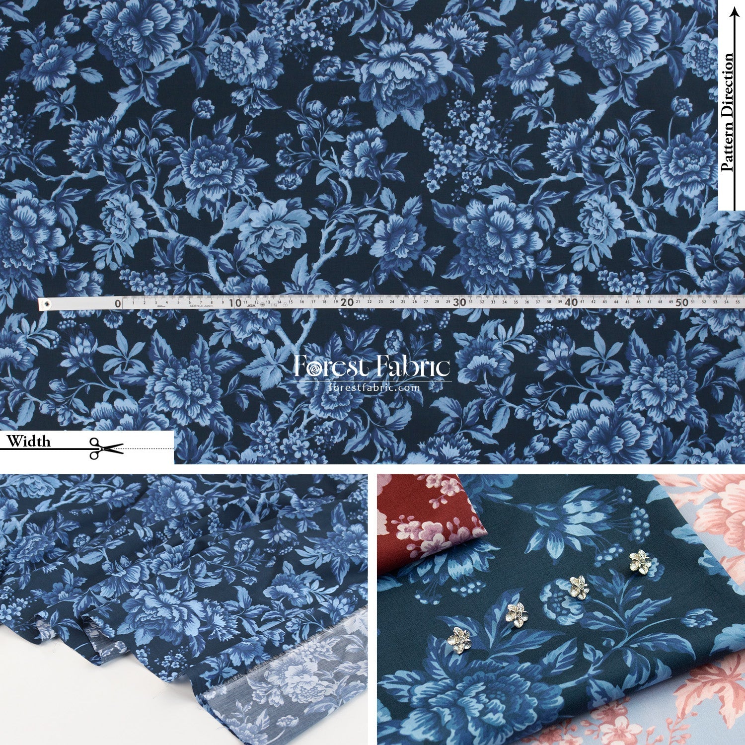 Liberty of London (Tana Lawn™ Cotton Fabric) - REGENCY TRAIL - FO:REST Fabric 布恩堂Liberty fabrictana lawnjapanese fabricykk zipper