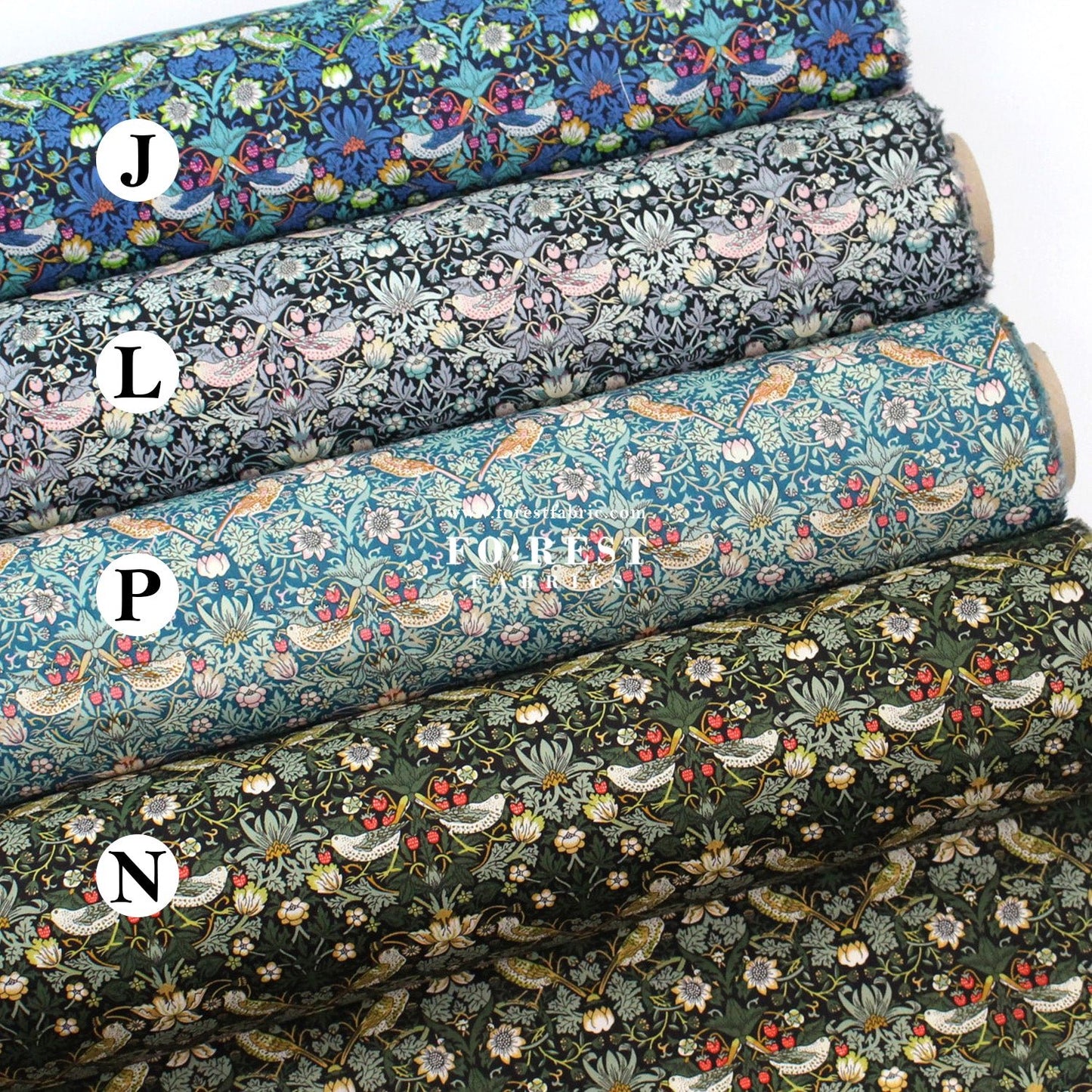 Liberty of London (Tana Lawn™ Cotton Fabric) - Strawberry thief dark - FO:REST Fabric 布恩堂Liberty fabrictana lawnjapanese fabricykk zipper