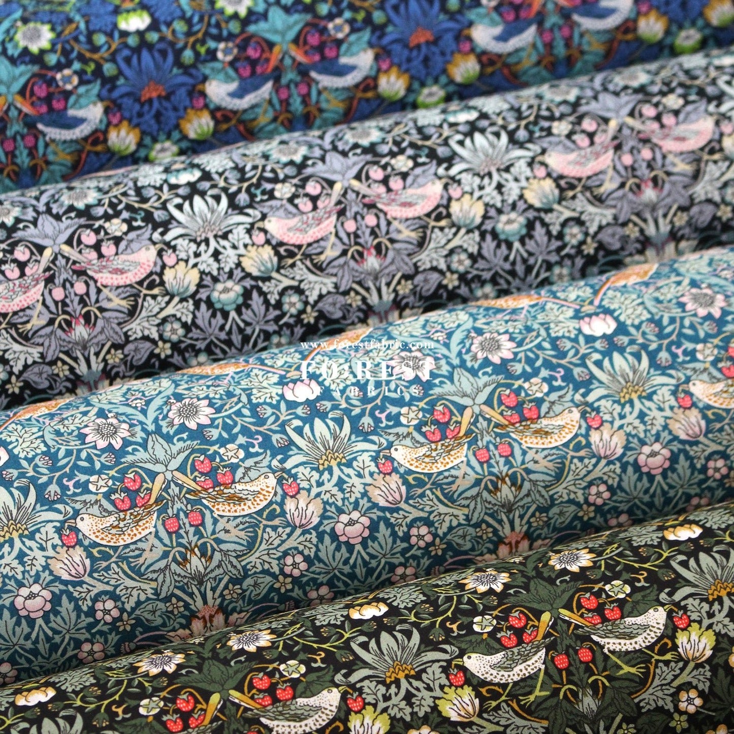 Liberty of London (Tana Lawn™ Cotton Fabric) - Strawberry thief dark - FO:REST Fabric 布恩堂Liberty fabrictana lawnjapanese fabricykk zipper