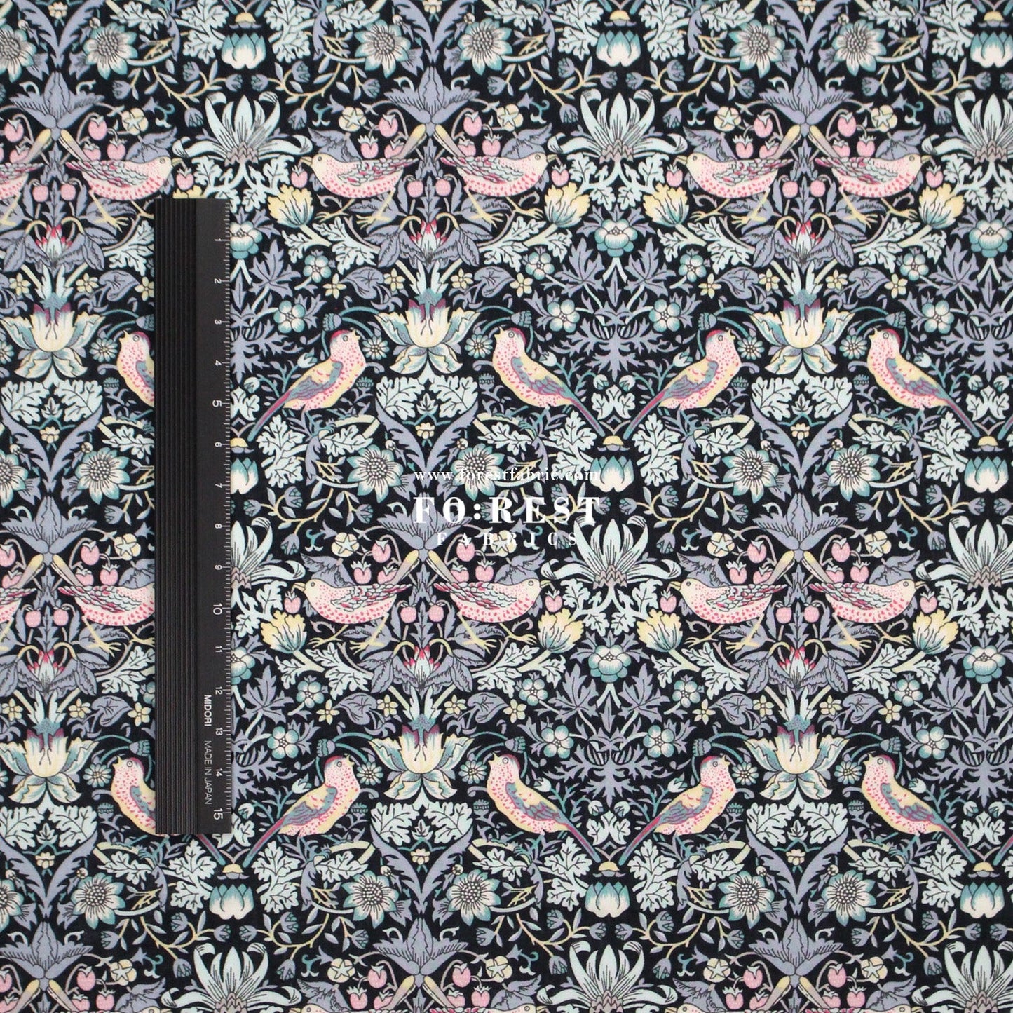 Liberty of London (Tana Lawn™ Cotton Fabric) - Strawberry thief dark - FO:REST Fabric 布恩堂Liberty fabrictana lawnjapanese fabricykk zipper
