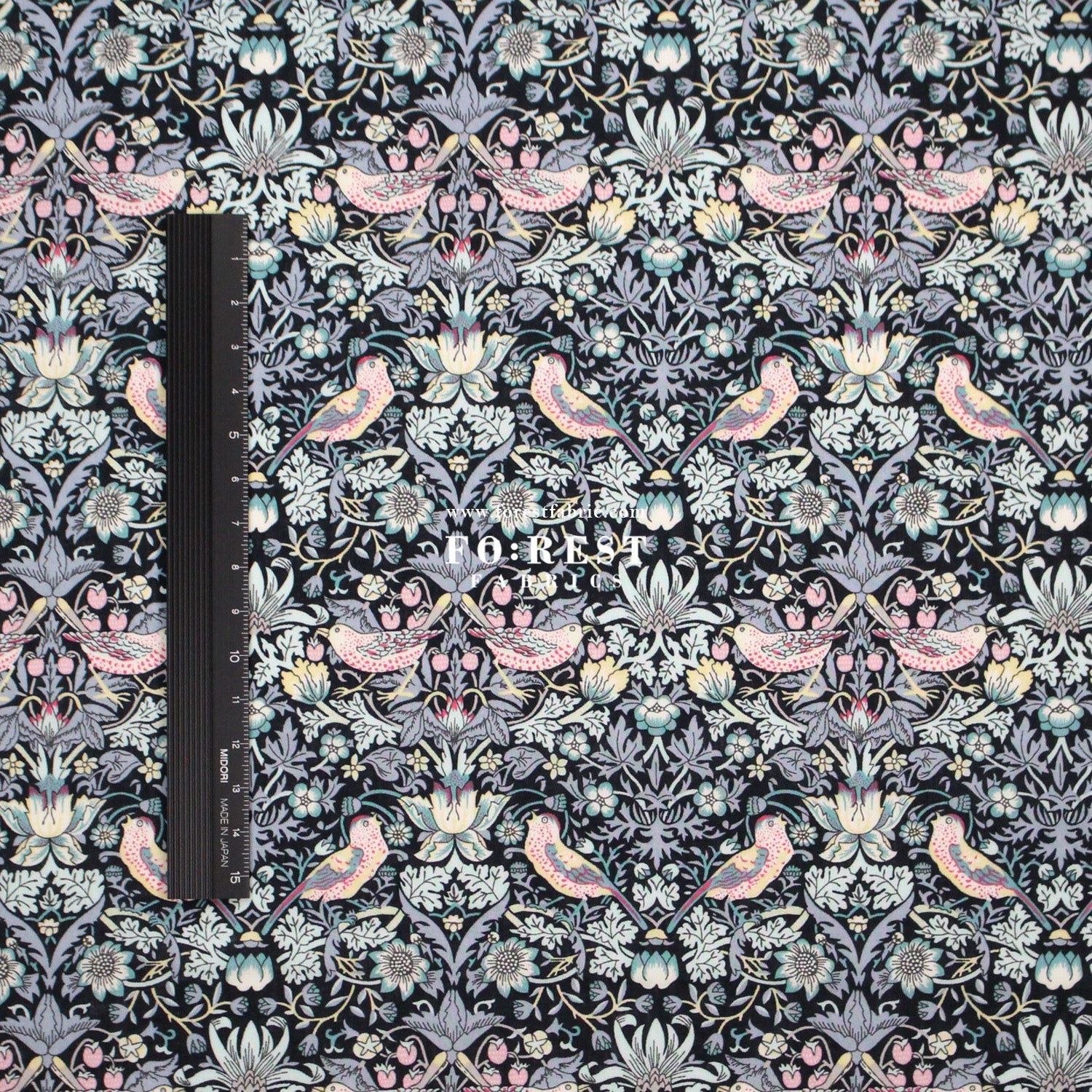 Liberty of London (Tana Lawn™ Cotton Fabric) - Strawberry thief dark - FO:REST Fabric 布恩堂Liberty fabrictana lawnjapanese fabricykk zipper