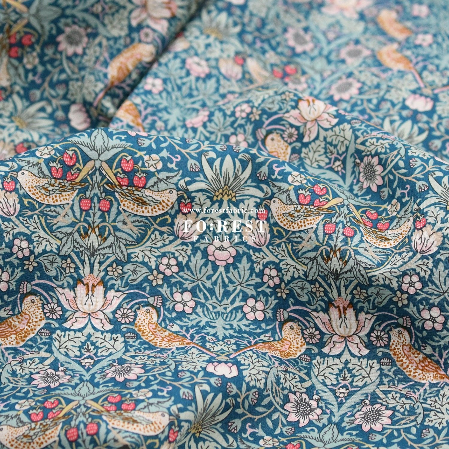 Liberty of London (Tana Lawn™ Cotton Fabric) - Strawberry thief dark - FO:REST Fabric 布恩堂Liberty fabrictana lawnjapanese fabricykk zipper