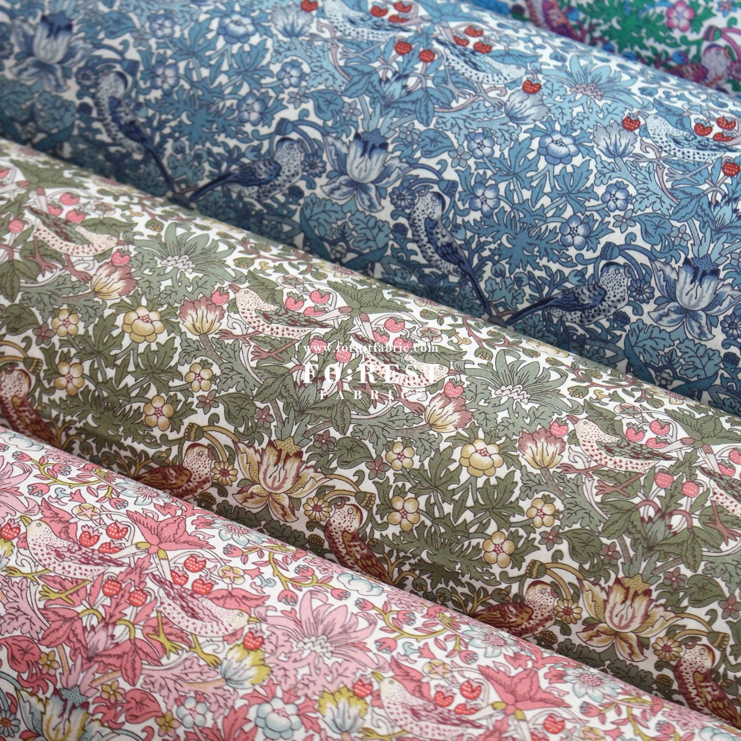 Liberty of London (Tana Lawn™ Cotton Fabric) - Strawberry thief Light - FO:REST Fabric 布恩堂Liberty fabrictana lawnjapanese fabricykk zipper