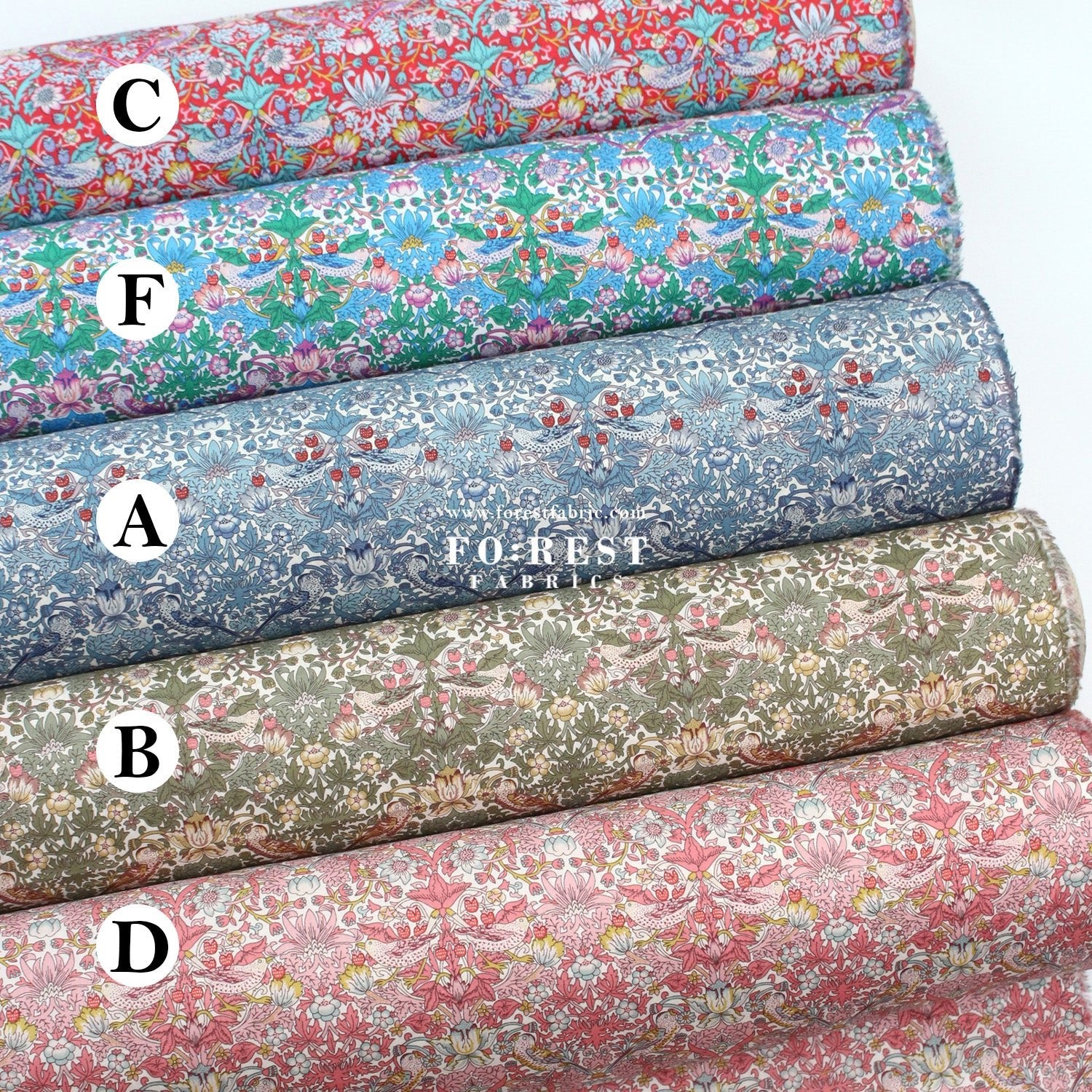 Liberty of London (Tana Lawn™ Cotton Fabric) - Strawberry thief Light - FO:REST Fabric 布恩堂Liberty fabrictana lawnjapanese fabricykk zipper
