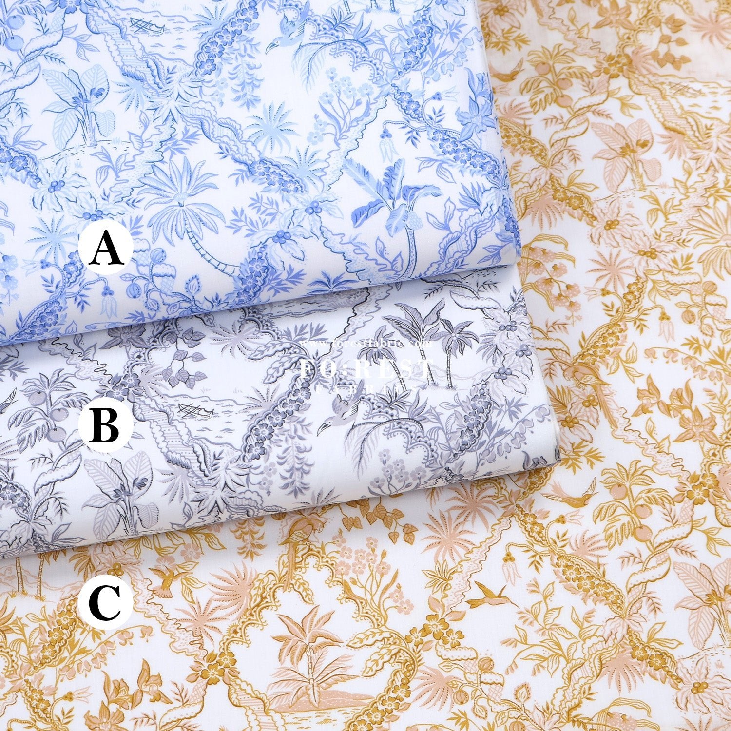 Liberty of London (Tana Lawn™ Cotton Fabric) - Tropical Toile - FO:REST Fabric 布恩堂Liberty fabrictana lawnjapanese fabricykk zipper