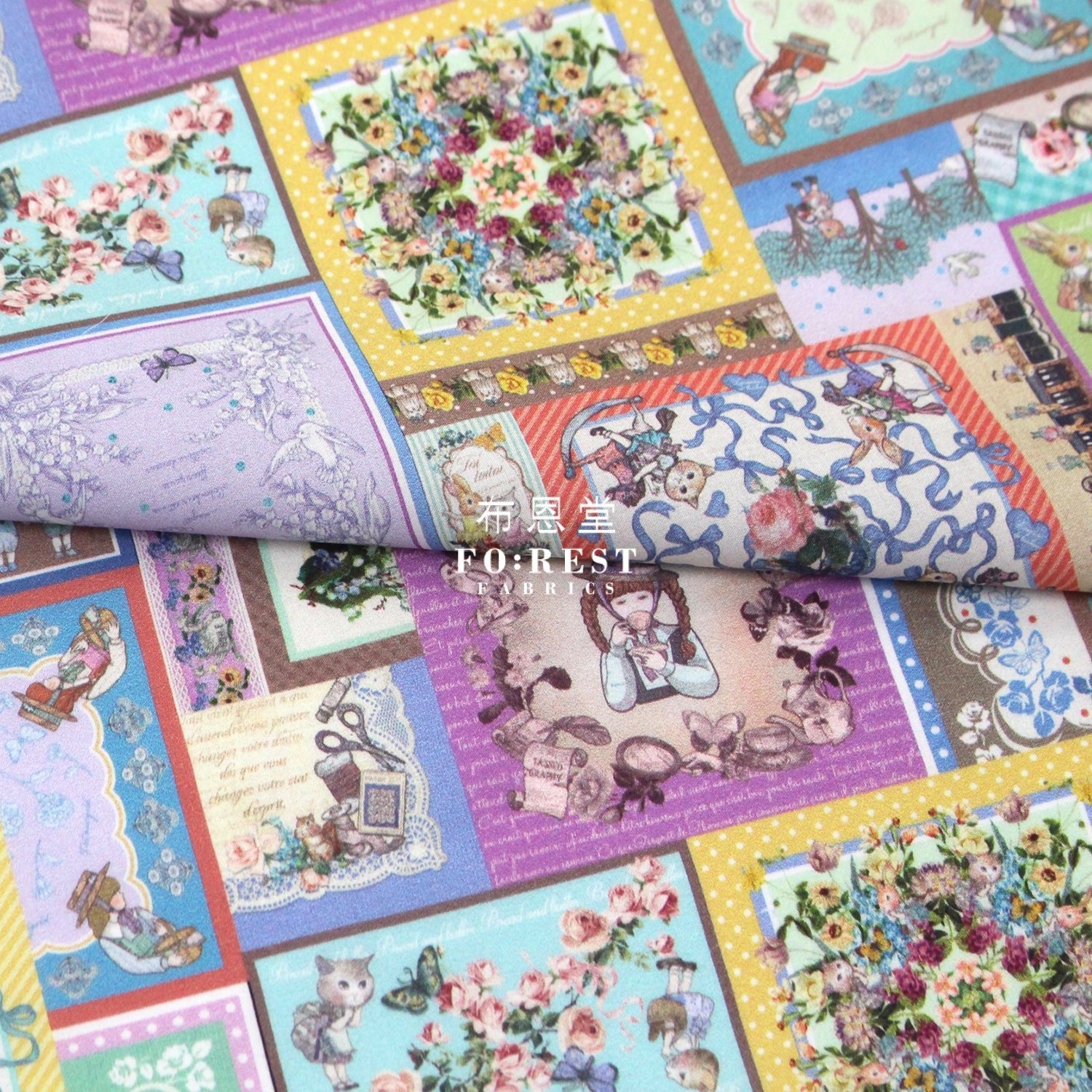 My little tailor - Lawn - Cats Flower and Fairies - FO:REST Fabric 布恩堂Liberty fabrictana lawnjapanese fabricykk zipper