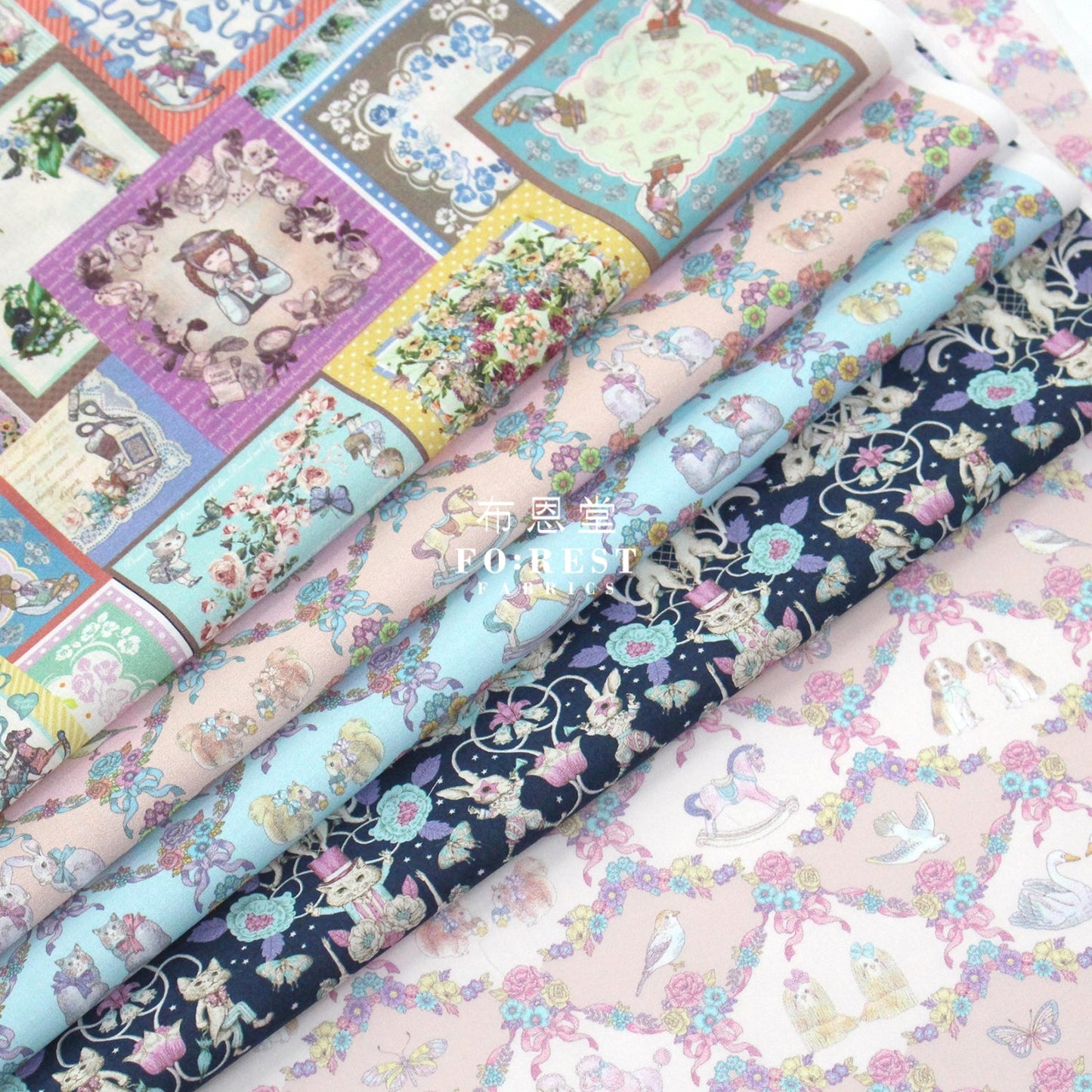 My little tailor - Lawn - Cats Flower and Fairies - FO:REST Fabric 布恩堂Liberty fabrictana lawnjapanese fabricykk zipper