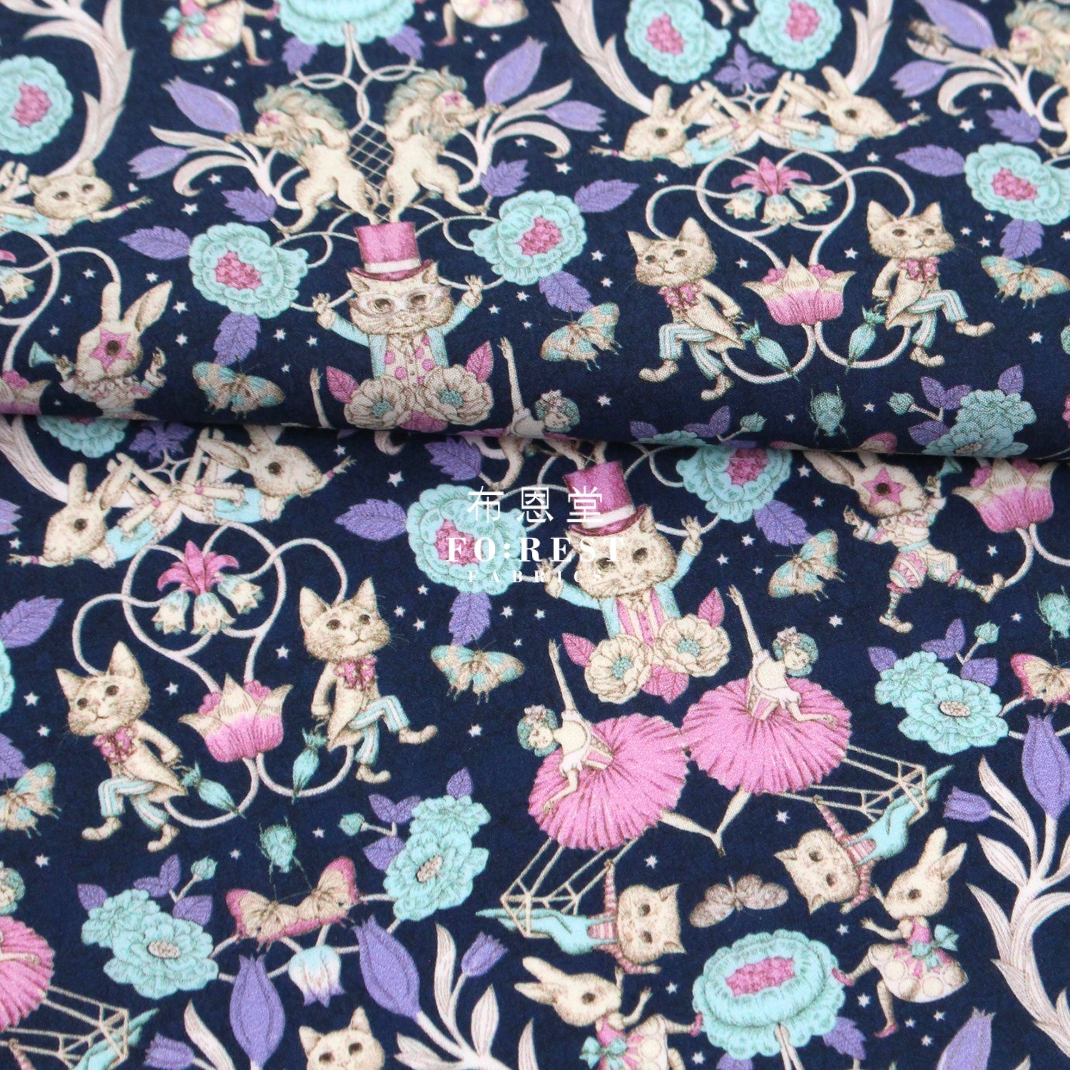 My little tailor - Lawn - Cats Flower and Fairies - FO:REST Fabric 布恩堂Liberty fabrictana lawnjapanese fabricykk zipper