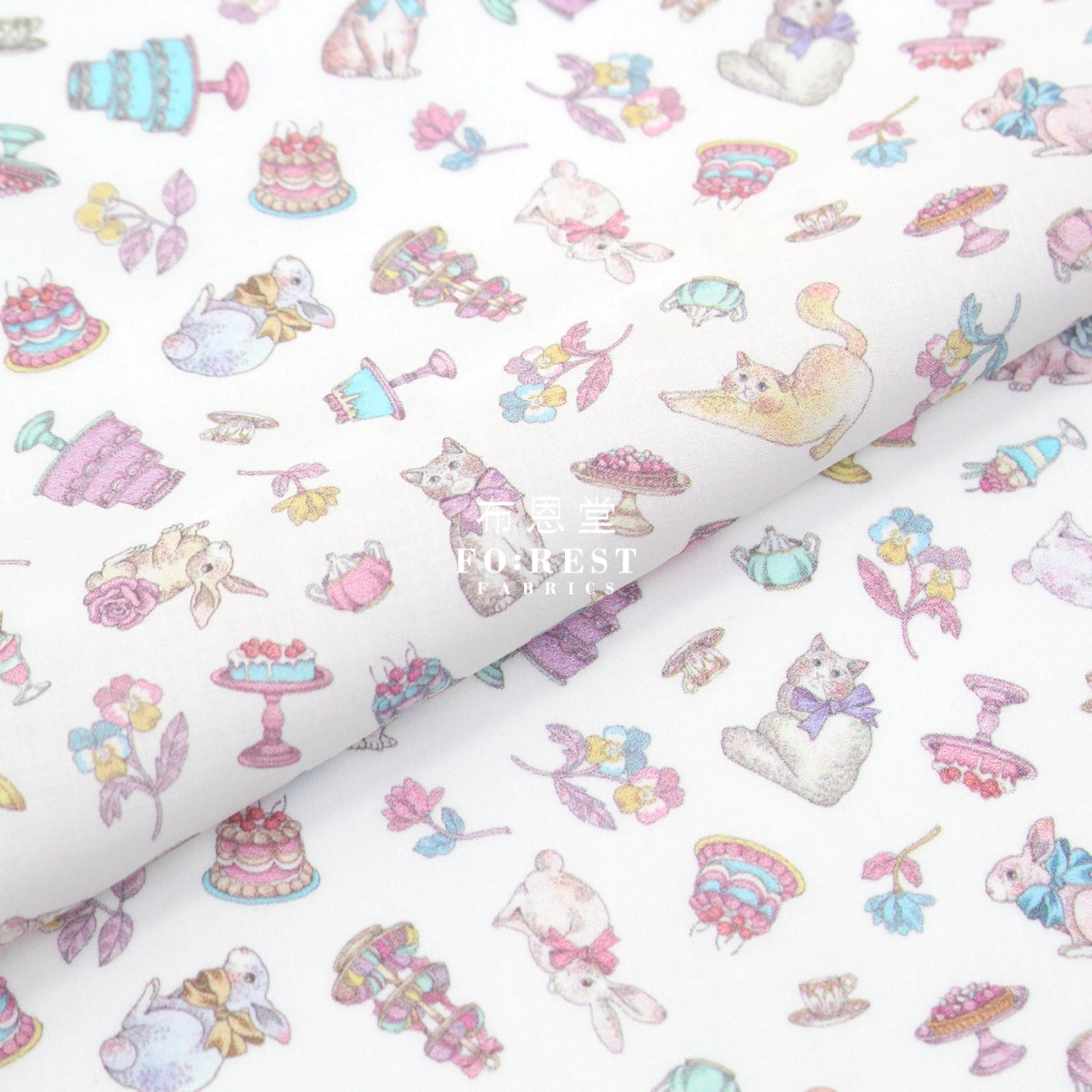 My little tailor - Lawn - Cats Sweets Paradise - FO:REST Fabric 布恩堂Liberty fabrictana lawnjapanese fabricykk zipper