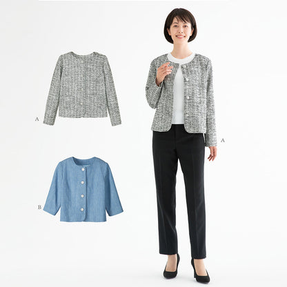 No - Collar Jacket Ladys | Paper pattern - FO:REST Fabric 布恩堂Liberty fabrictana lawnjapanese fabricykk zipper