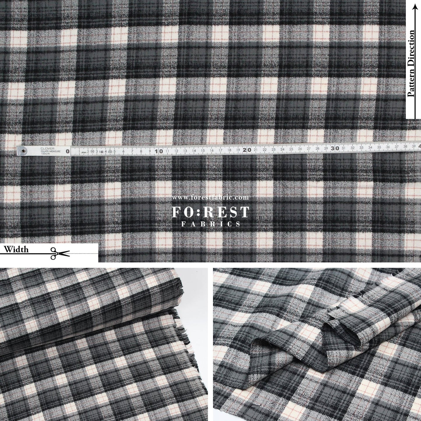 Organic Flannel - Gray Tartan 法籣絨 - FO:REST Fabric 布恩堂Liberty fabrictana lawnjapanese fabricykk zipper