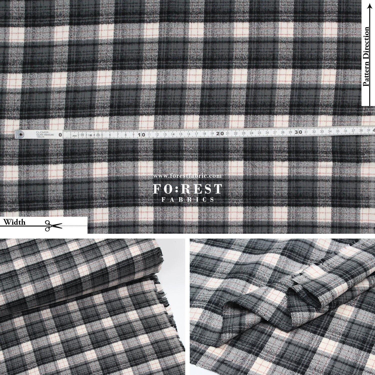 Organic Flannel - Gray Tartan 法籣絨 - FO:REST Fabric 布恩堂Liberty fabrictana lawnjapanese fabricykk zipper