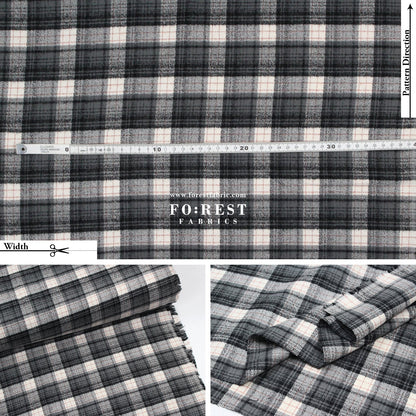 Organic Flannel - Gray Tartan 法籣絨 - FO:REST Fabric 布恩堂Liberty fabrictana lawnjapanese fabricykk zipper