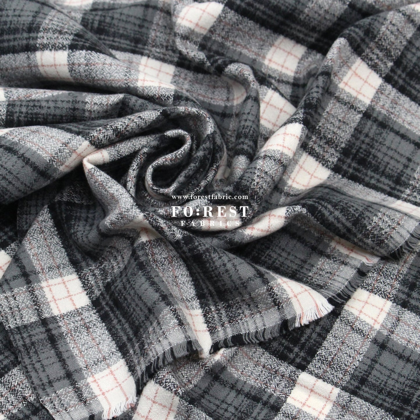 Organic Flannel - Gray Tartan 法籣絨 - FO:REST Fabric 布恩堂Liberty fabrictana lawnjapanese fabricykk zipper