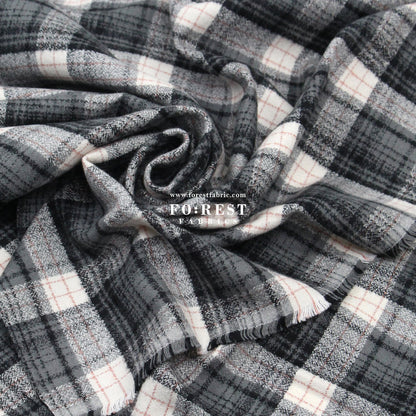 Organic Flannel - Gray Tartan 法籣絨 - FO:REST Fabric 布恩堂Liberty fabrictana lawnjapanese fabricykk zipper