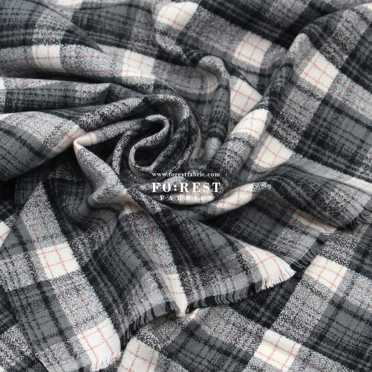 Organic Flannel - Gray Tartan 法籣絨 - FO:REST Fabric 布恩堂Liberty fabrictana lawnjapanese fabricykk zipper