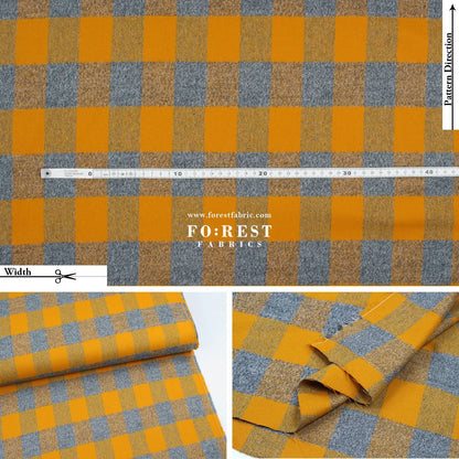 Organic Flannel - Mustard Gray Tartan 法籣絨 - FO:REST Fabric 布恩堂Liberty fabrictana lawnjapanese fabricykk zipper