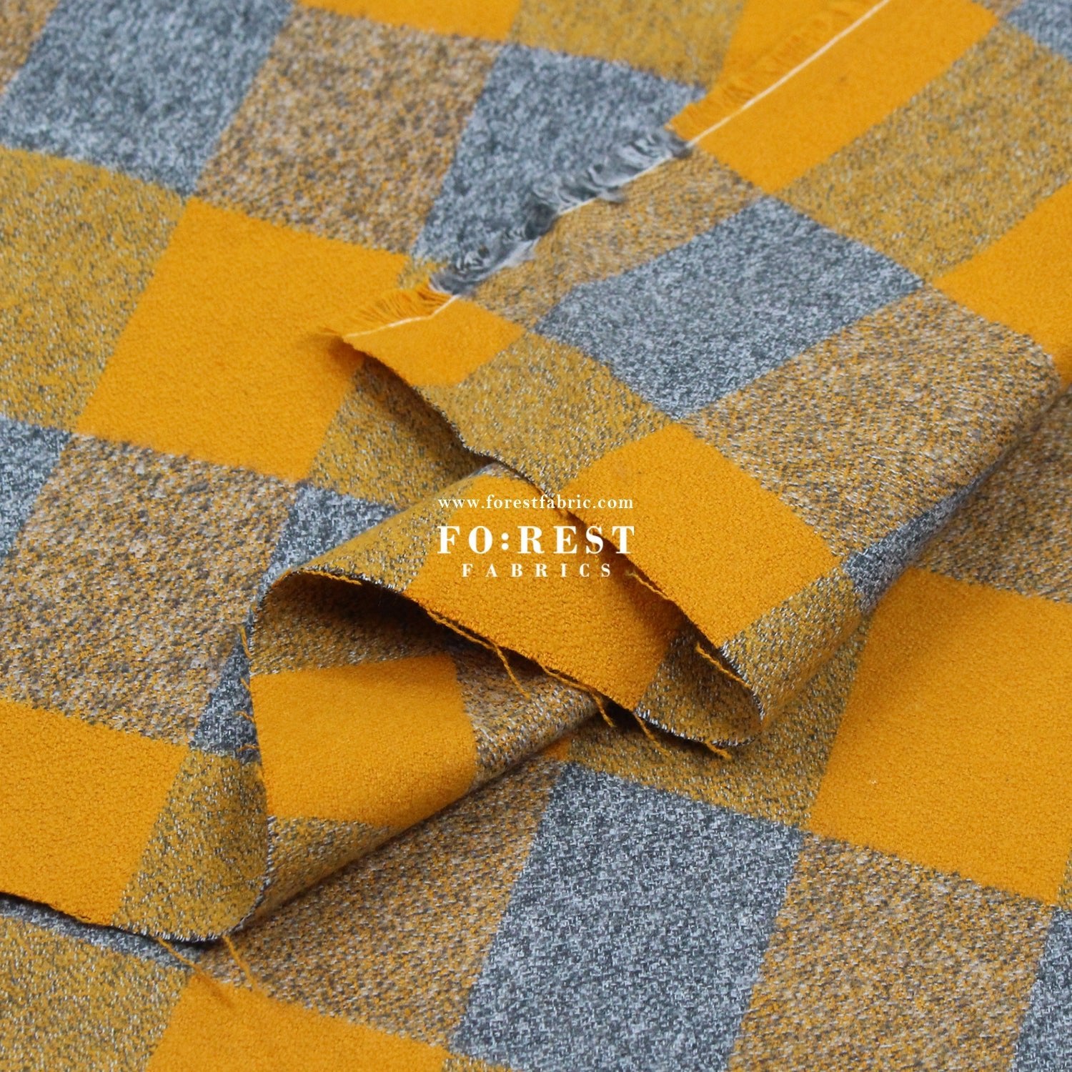 Organic Flannel - Mustard Gray Tartan 法籣絨 - FO:REST Fabric 布恩堂Liberty fabrictana lawnjapanese fabricykk zipper