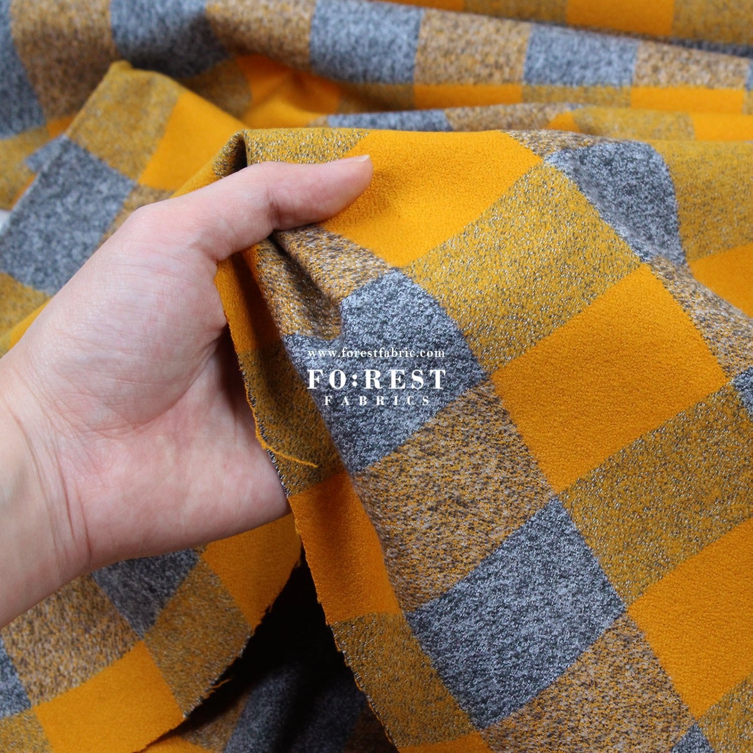 Organic Flannel - Mustard Gray Tartan 法籣絨 - FO:REST Fabric 布恩堂Liberty fabrictana lawnjapanese fabricykk zipper