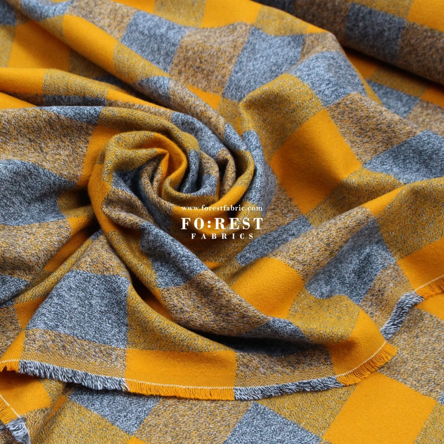 Organic Flannel - Mustard Gray Tartan 法籣絨 – FO:REST Fabric 布恩堂