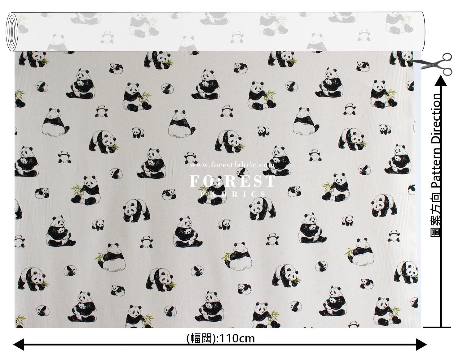 oxford - Bamboo Leaf Panda fabric - FO:REST Fabric 布恩堂Liberty fabrictana lawnjapanese fabricykk zipper