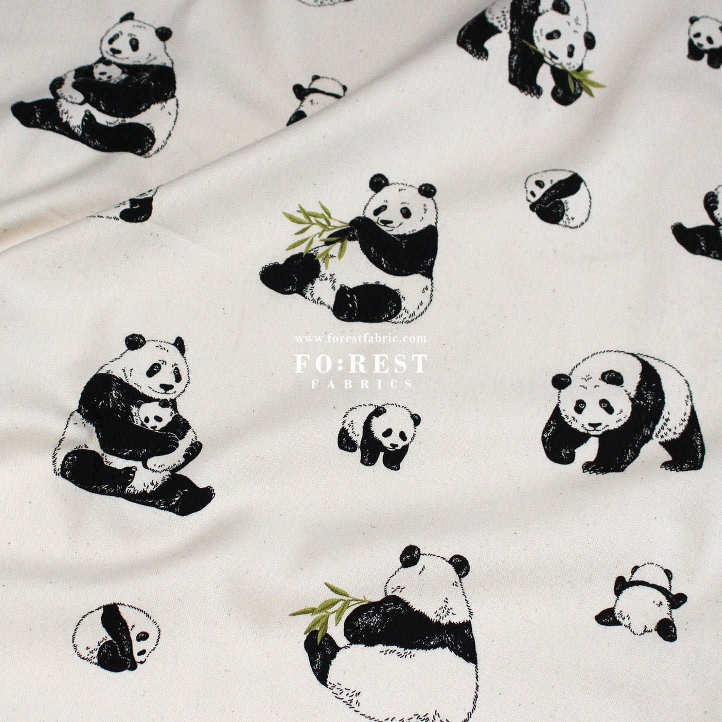oxford - Bamboo Leaf Panda fabric - FO:REST Fabric 布恩堂Liberty fabrictana lawnjapanese fabricykk zipper