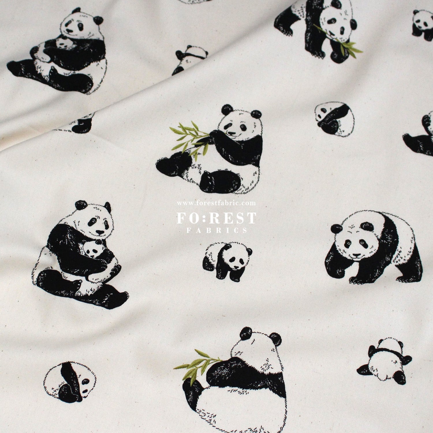 oxford - Bamboo Leaf Panda fabric - FO:REST Fabric 布恩堂Liberty fabrictana lawnjapanese fabricykk zipper
