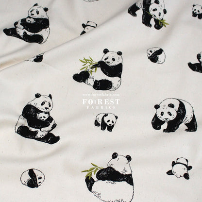 oxford - Bamboo Leaf Panda fabric - FO:REST Fabric 布恩堂Liberty fabrictana lawnjapanese fabricykk zipper
