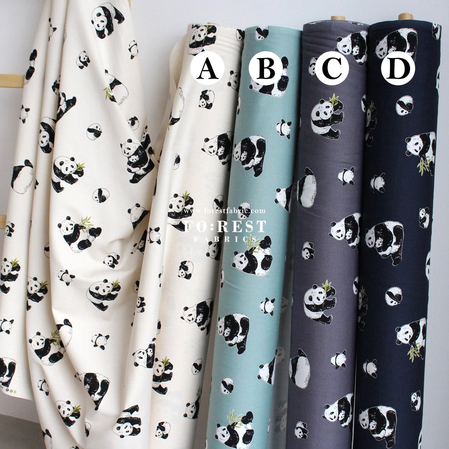 oxford - Bamboo Leaf Panda fabric - FO:REST Fabric 布恩堂Liberty fabrictana lawnjapanese fabricykk zipper