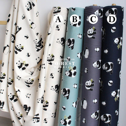 oxford - Bamboo Leaf Panda fabric - FO:REST Fabric 布恩堂Liberty fabrictana lawnjapanese fabricykk zipper