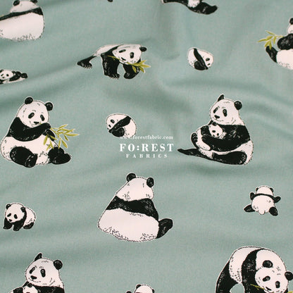oxford - Bamboo Leaf Panda fabric - FO:REST Fabric 布恩堂Liberty fabrictana lawnjapanese fabricykk zipper