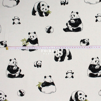 oxford - Bamboo Leaf Panda fabric - FO:REST Fabric 布恩堂Liberty fabrictana lawnjapanese fabricykk zipper
