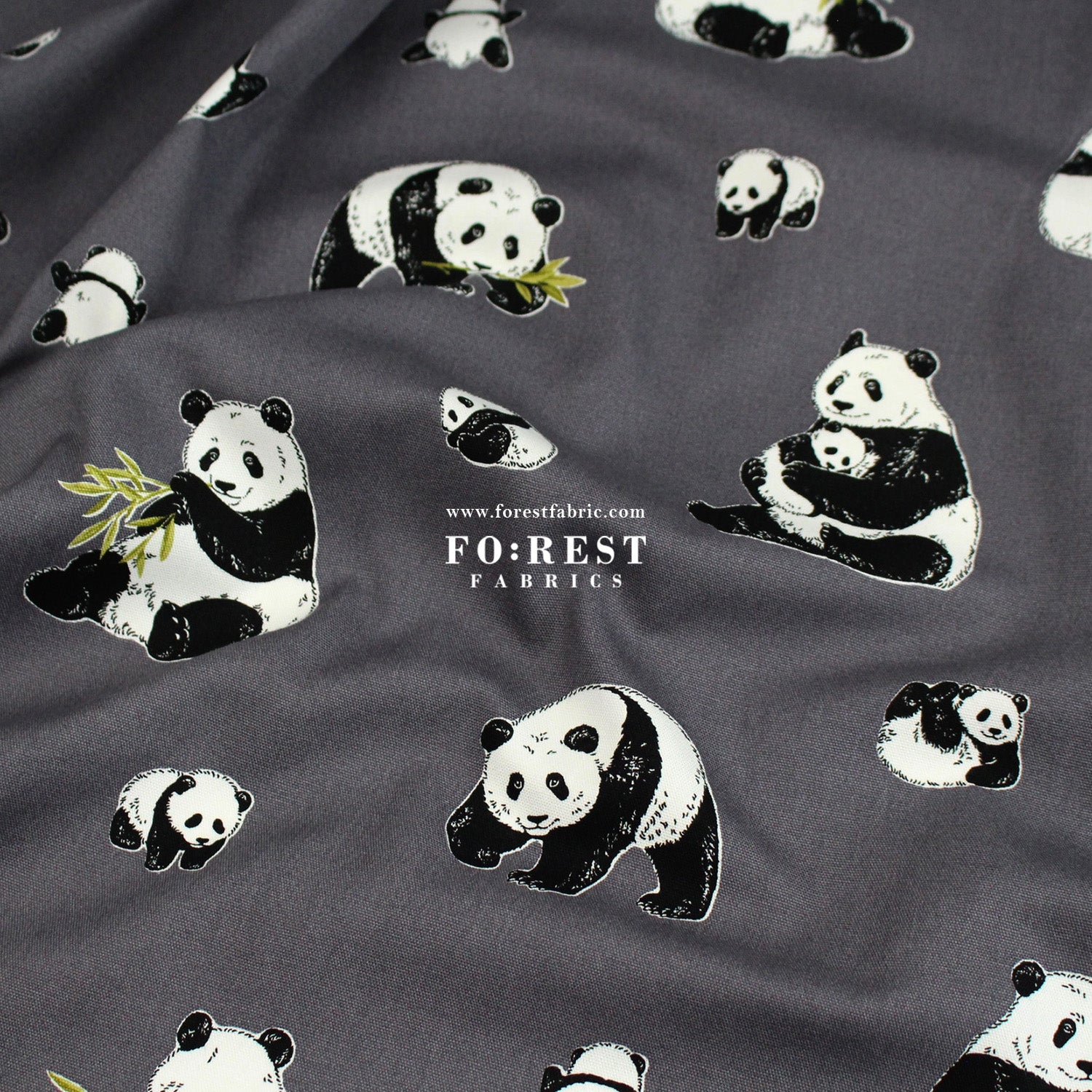 oxford - Bamboo Leaf Panda fabric - FO:REST Fabric 布恩堂Liberty fabrictana lawnjapanese fabricykk zipper