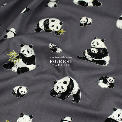 oxford - Bamboo Leaf Panda fabric - FO:REST Fabric 布恩堂Liberty fabrictana lawnjapanese fabricykk zipper