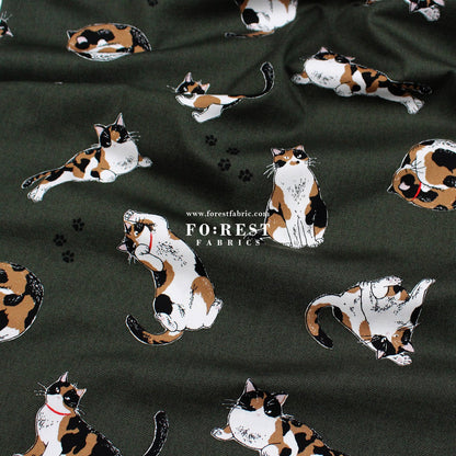 oxford - Calico Cats fabric - FO:REST Fabric 布恩堂Liberty fabrictana lawnjapanese fabricykk zipper