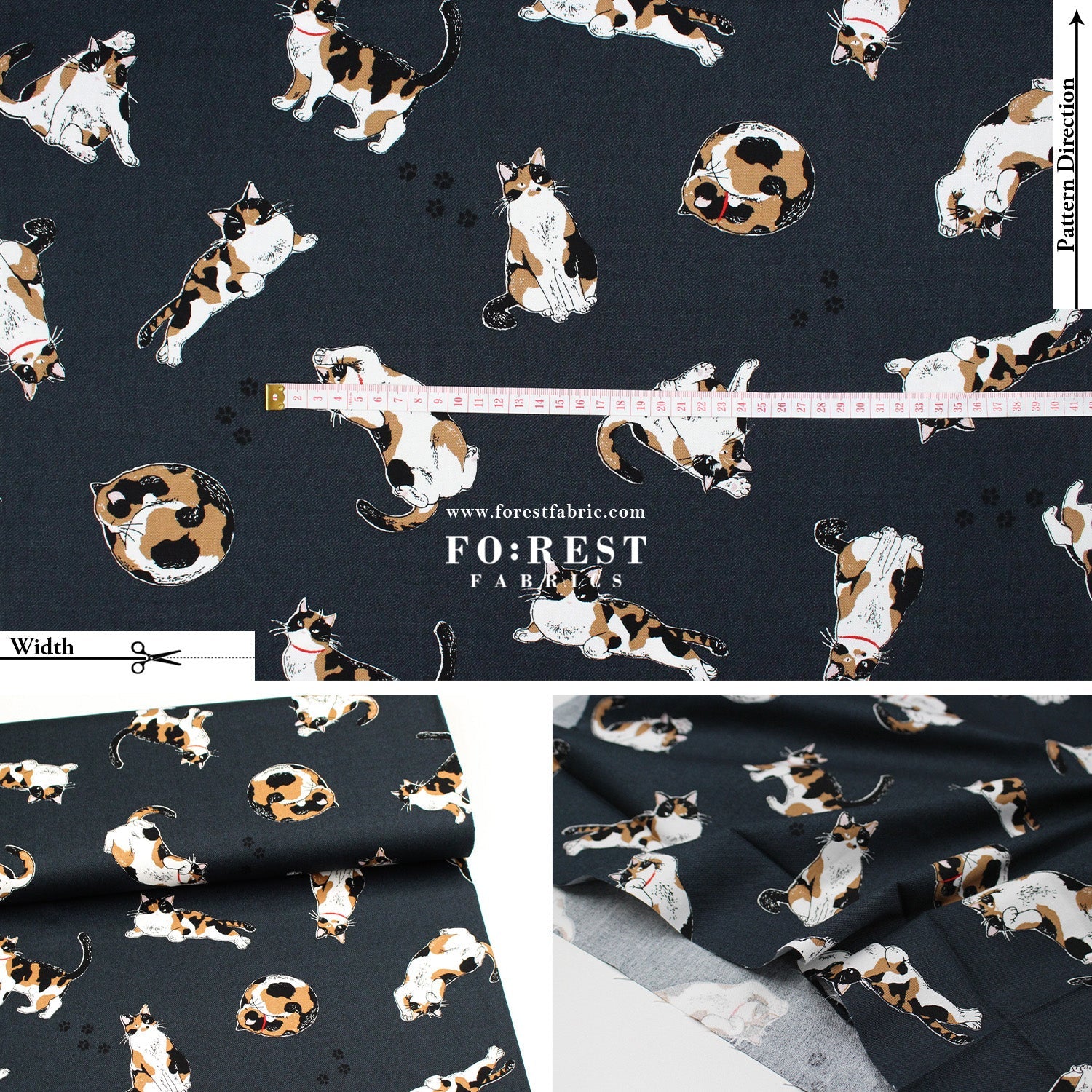 oxford - Calico Cats fabric - FO:REST Fabric 布恩堂Liberty fabrictana lawnjapanese fabricykk zipper