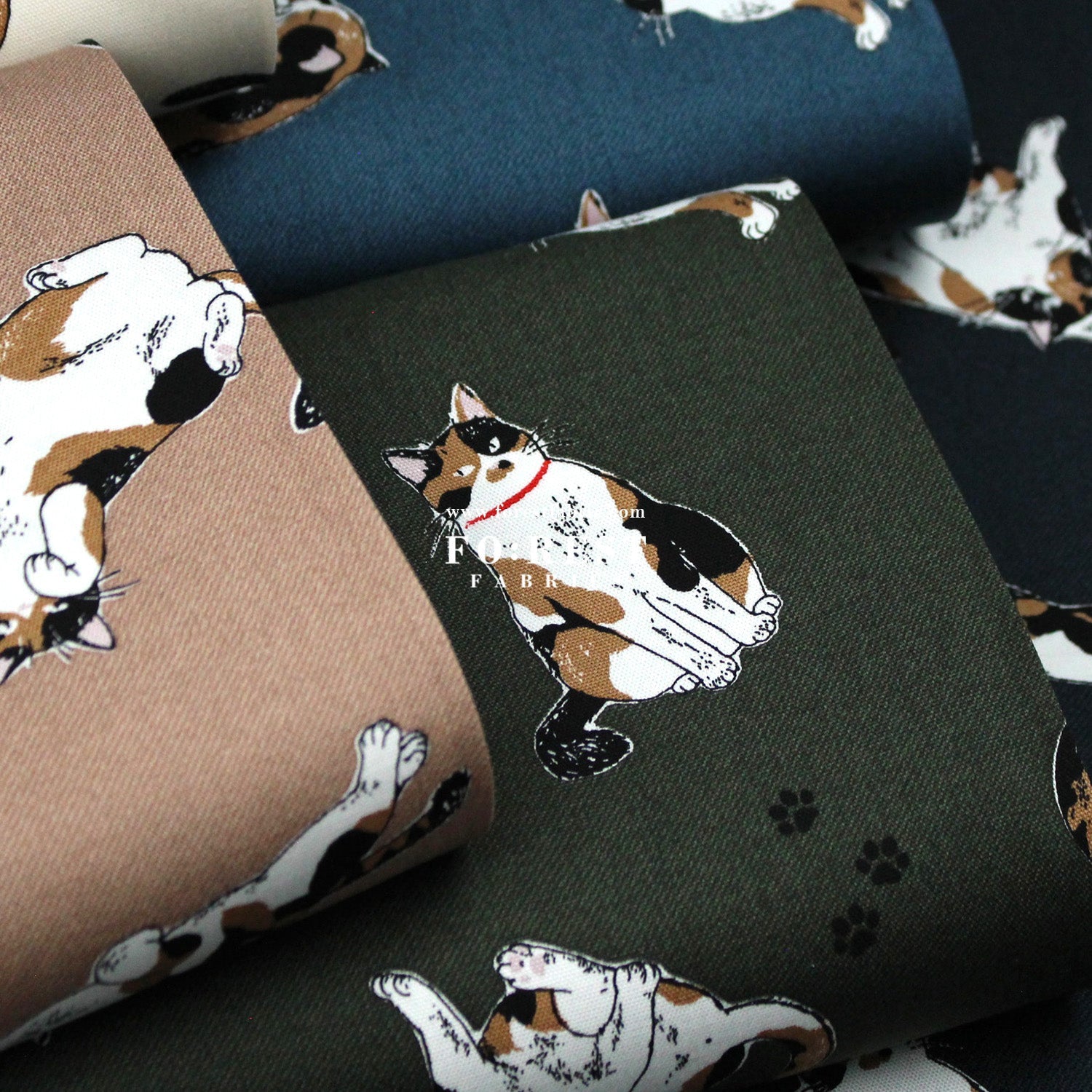 oxford - Calico Cats fabric - FO:REST Fabric 布恩堂Liberty fabrictana lawnjapanese fabricykk zipper