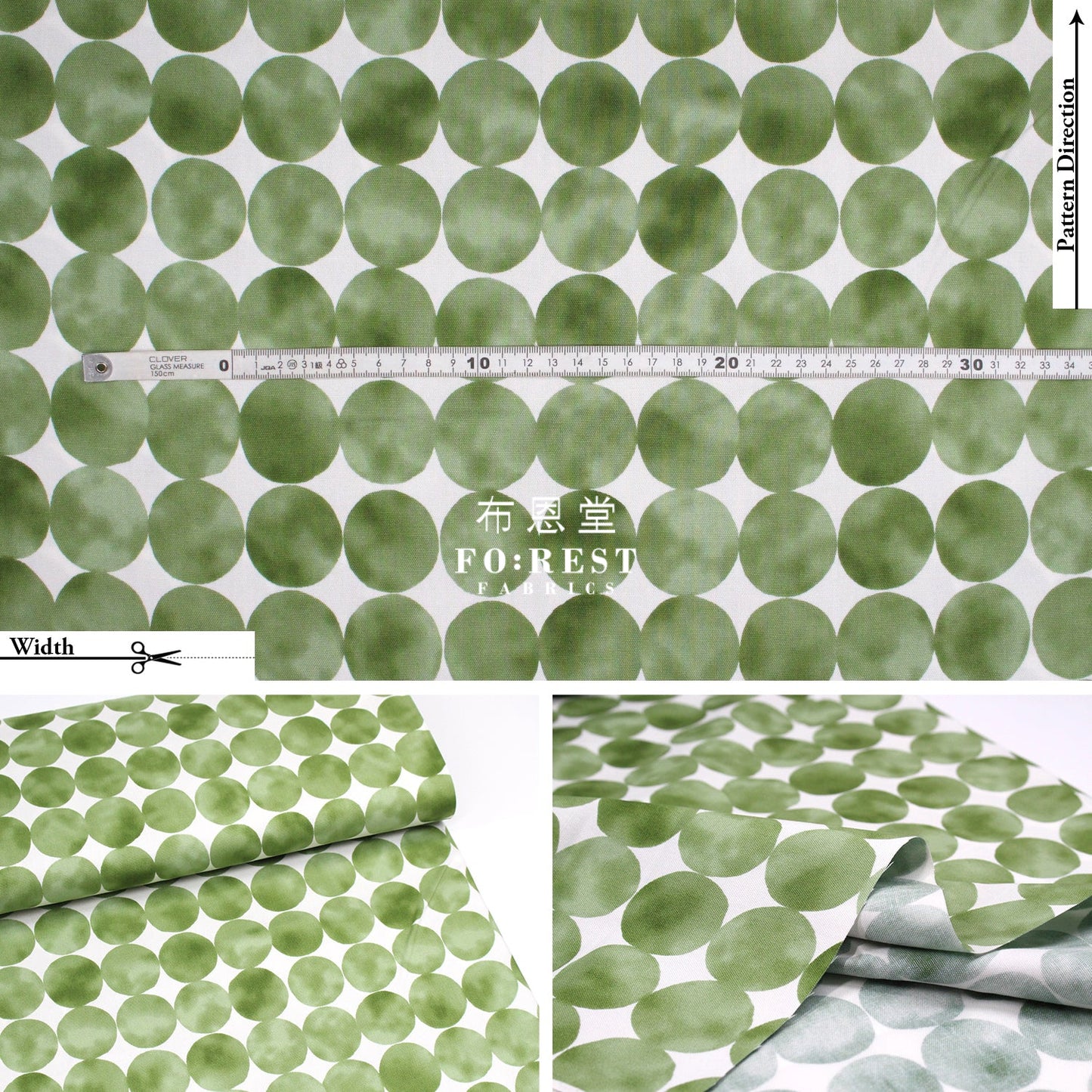 Oxford - Dot Circle Fabric Green Oxford