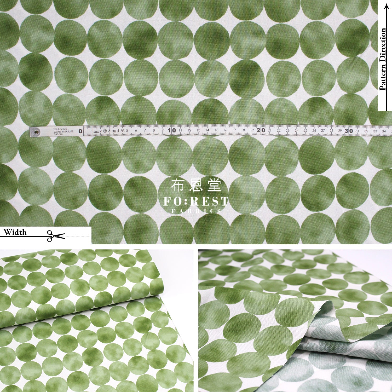 Oxford - Dot Circle Fabric Green Oxford