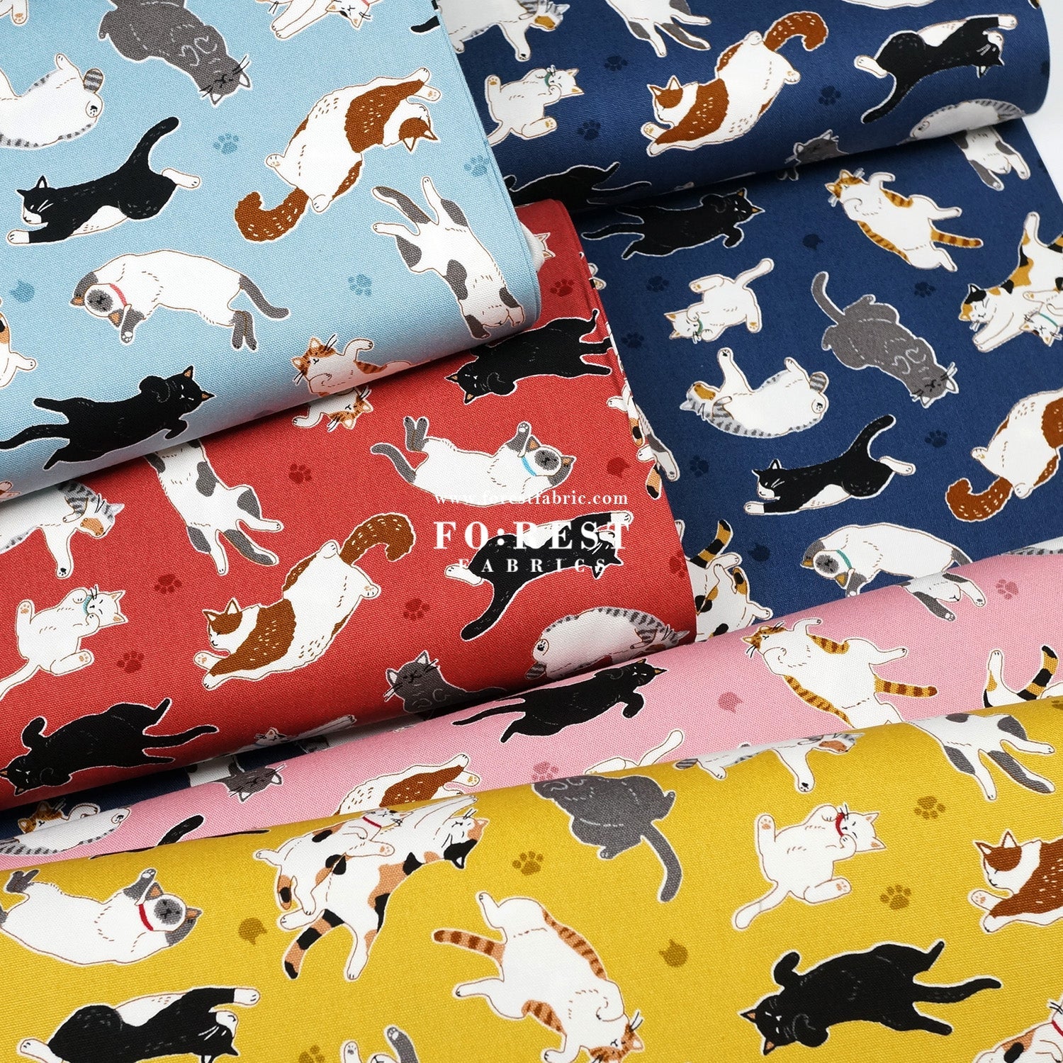 oxford - Lazy Cats fabric - FO:REST Fabric 布恩堂Liberty fabrictana lawnjapanese fabricykk zipper