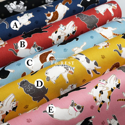 oxford - Lazy Cats fabric - FO:REST Fabric 布恩堂Liberty fabrictana lawnjapanese fabricykk zipper