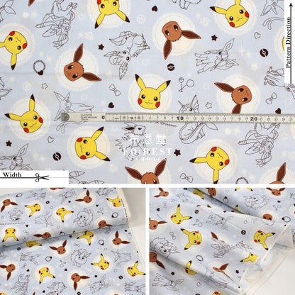 Oxford - Pokemon Pikachu Fabric Grayblue