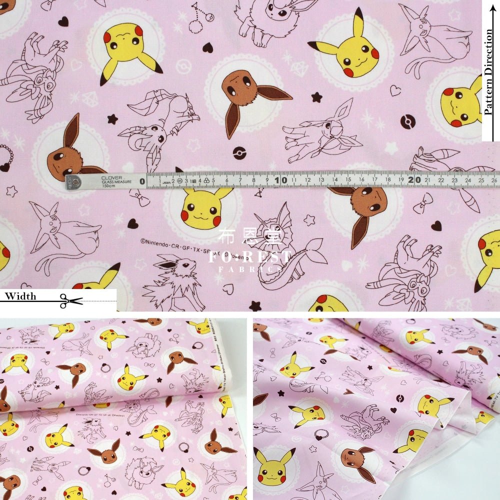 oxford - Pokemon Pikachu fabric PINK - FO:REST Fabric 布恩堂Liberty fabrictana lawnjapanese fabricykk zipper