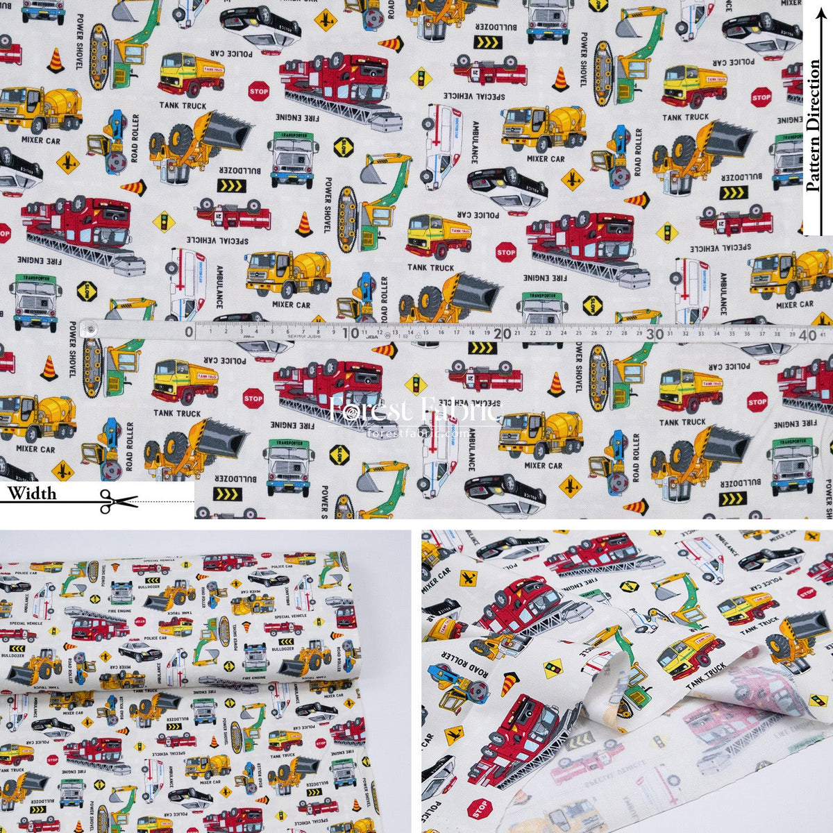 oxford - Rescue & Construction Vehicles fabric - FO:REST Fabric 布恩堂Liberty fabrictana lawnjapanese fabricykk zipper