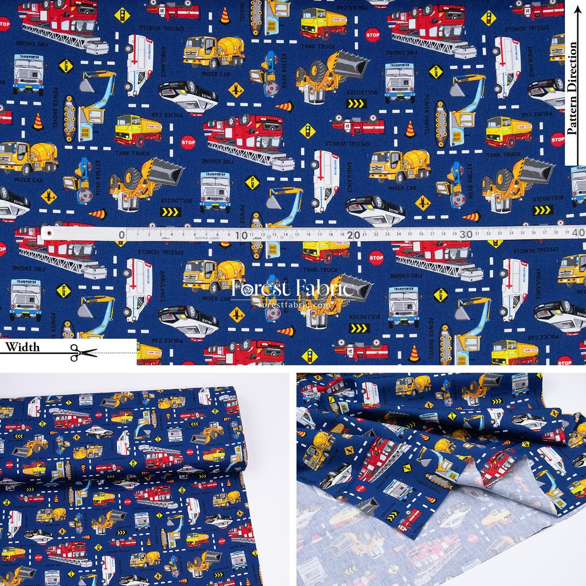 oxford - Rescue & Construction Vehicles fabric - FO:REST Fabric 布恩堂Liberty fabrictana lawnjapanese fabricykk zipper