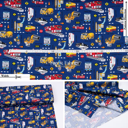 oxford - Rescue & Construction Vehicles fabric - FO:REST Fabric 布恩堂Liberty fabrictana lawnjapanese fabricykk zipper