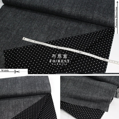 Oxford- Reversible Denim Dot Fabric Black Cotton