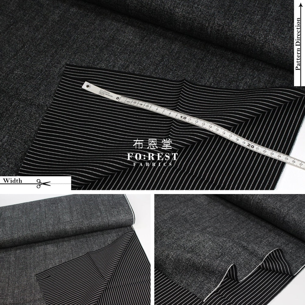 oxford - Reversible Denim strip fabric BLACK - FO:REST Fabric 布恩堂Liberty fabrictana lawnjapanese fabricykk zipper