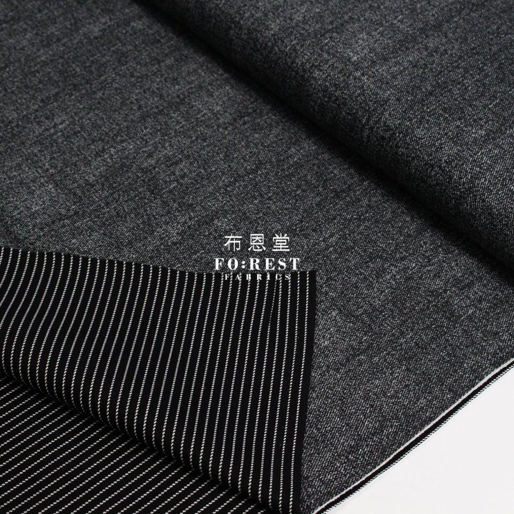 oxford - Reversible Denim strip fabric BLACK - FO:REST Fabric 布恩堂Liberty fabrictana lawnjapanese fabricykk zipper