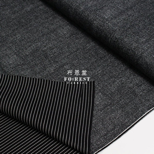 oxford - Reversible Denim strip fabric BLACK - FO:REST Fabric 布恩堂Liberty fabrictana lawnjapanese fabricykk zipper